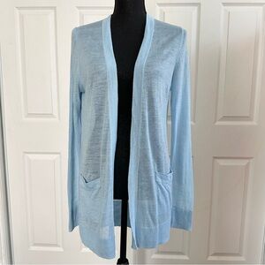 LOFT Light Blue Boyfriend Fit Open Front Cardigan Sweater